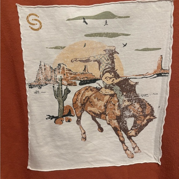 Light burnt orange Sweatshirt with Black Bandana Accent - Picture 7 of 8